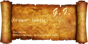Greger Ipoly névjegykártya